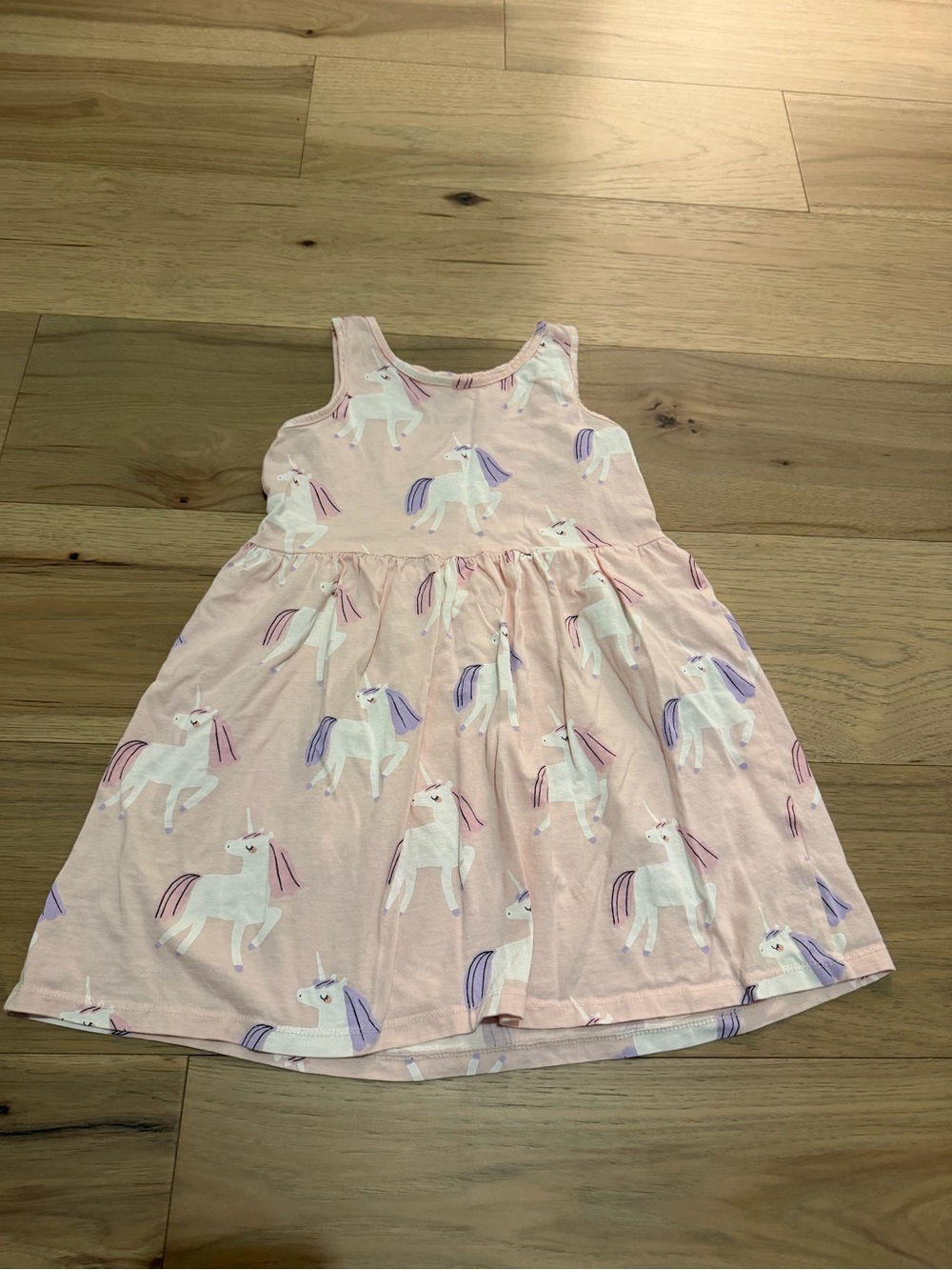 H&M Light Pink Unicorn Print Tank Dress with Purple Accents